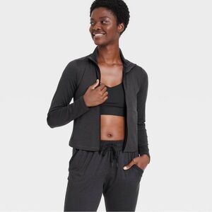 All in Motion Women's Soft Stretch athletic Full Zip Jacket Heathered Black